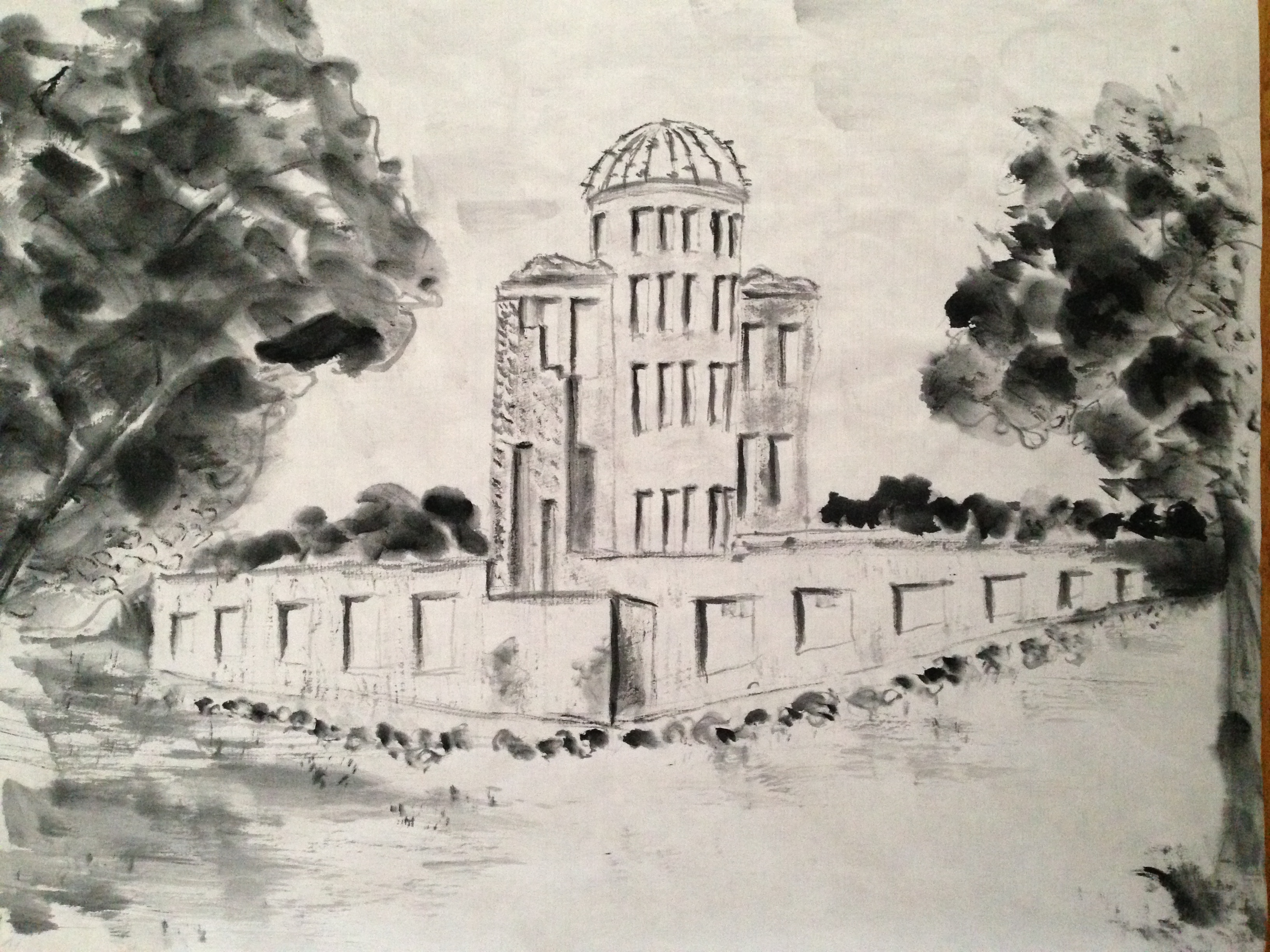 原爆ドーム 絵画 漆喰画 送料込 絵画